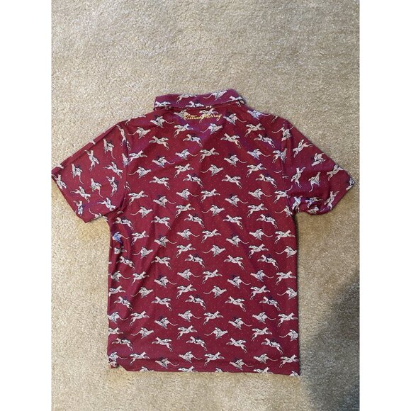 William Murray Here Kitty Kitty Polo Shirt Mens L Brick Red Collar Golf Stretch - Picture 5 of 5
